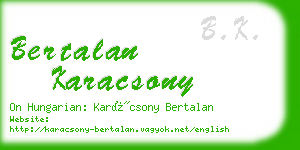 bertalan karacsony business card